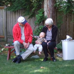 Grandpa Carter and Grandma Marily stopped by. No, Dex isn't afraid of Carter. He was just afraid of catching orneriness.